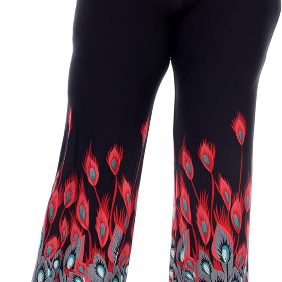 Fashionable Women's Plus Size Wide Leg Palazzo Pants - Versatile Red Peacock 3X - Picture 1 of 6